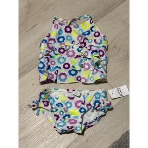 The Childrens Place Baby  Girls Floral Ruffle Tankini Swimsuit Set 6-9 Months NE